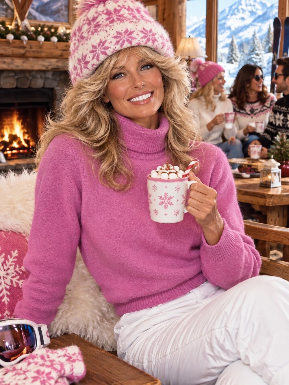 LL Bean Cashmere Sweater Barbie Pink Aspen Ski Luxury Preppy Girl Romantic